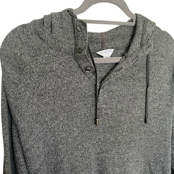 Calvin Klein Men's Hooded Pullover Sweater Size Large Gray Knit Slim Fit - Picture 4 of 9